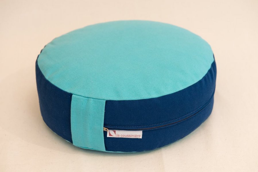 Zafu bio en petit &eacute;peautre avec housse : coussin de yoga, m&eacute;ditation ou d&eacute;coration &eacute;co-responsable