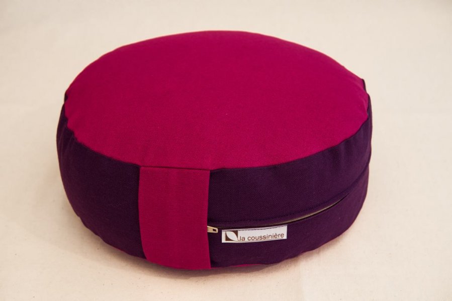 Zafu bio en petit &eacute;peautre avec housse : coussin de yoga, m&eacute;ditation ou d&eacute;coration &eacute;co-responsable